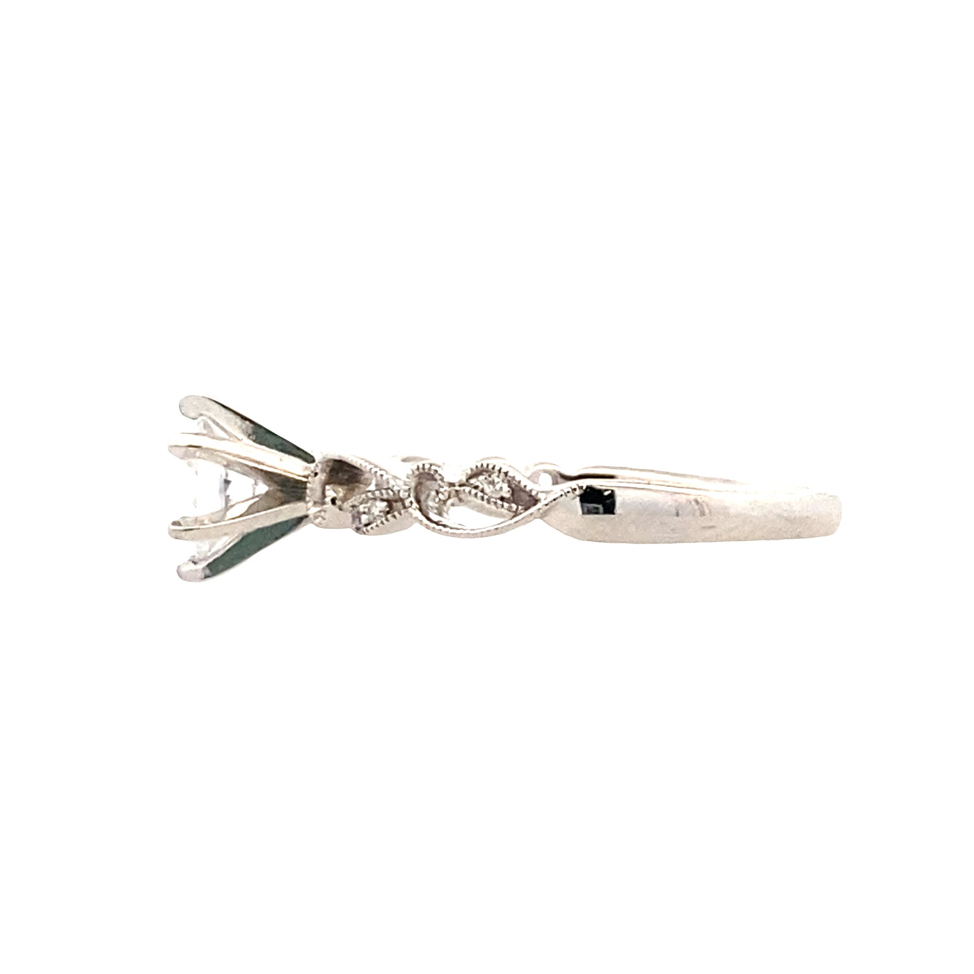 Floral Motif Round Engagement Ring in White Gold by Allllison Kaufman