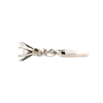 Floral Motif Round Engagement Ring in White Gold by Allllison Kaufman