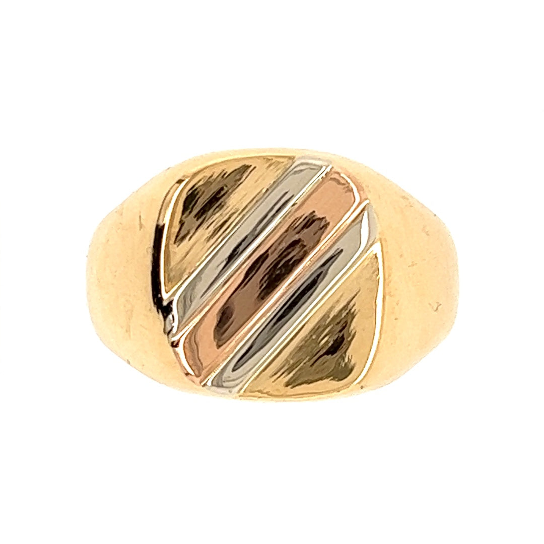 Estate 18K Three-Tner Signet Ring