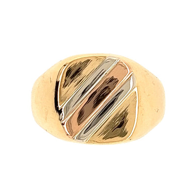 Estate 18K Tri-color Signet Ring