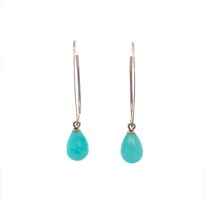 Amzaonite Briolette Gemstone Earrings in Silver