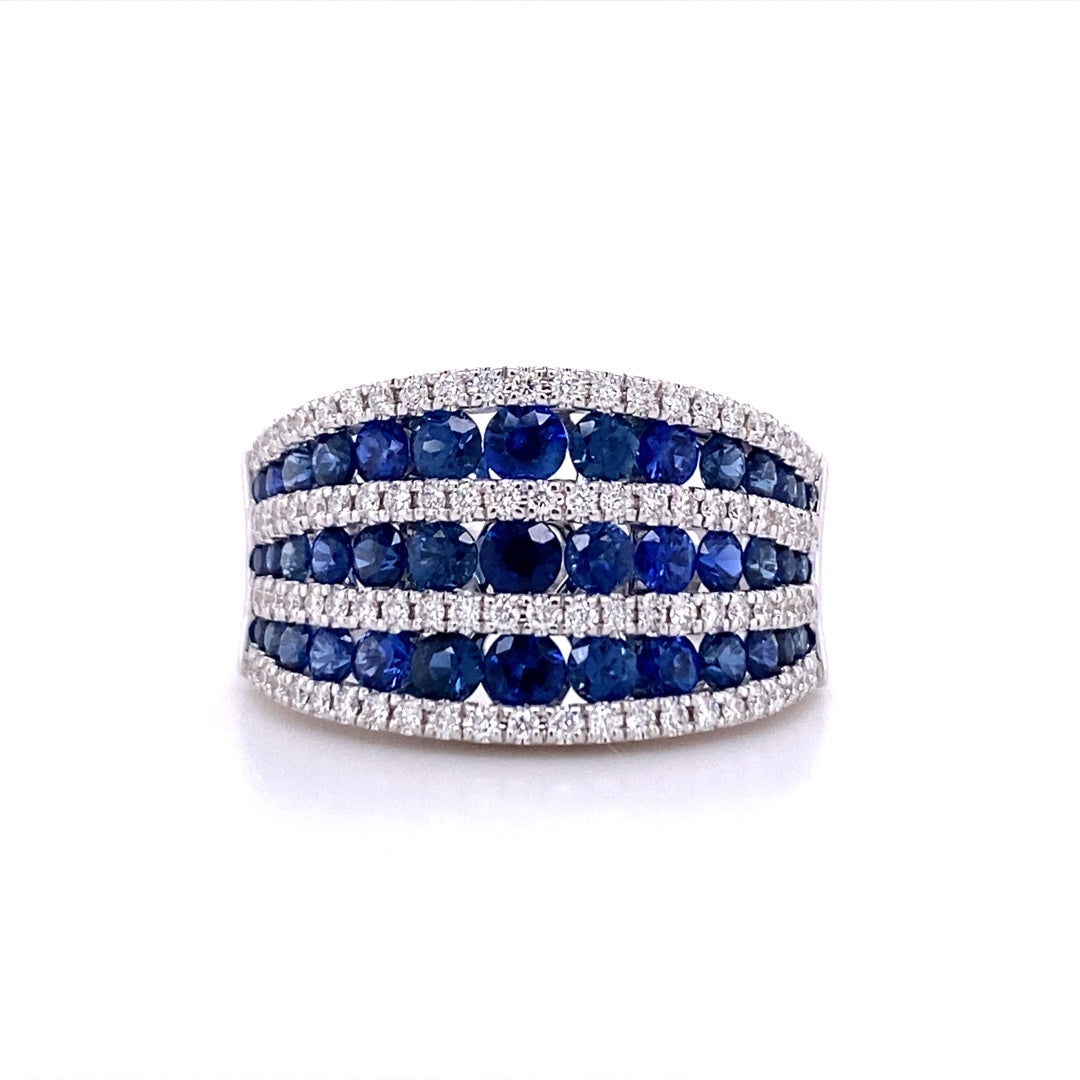 Zeghani 14 Karat White Gold Sapphire and Diamond Band ZR1148