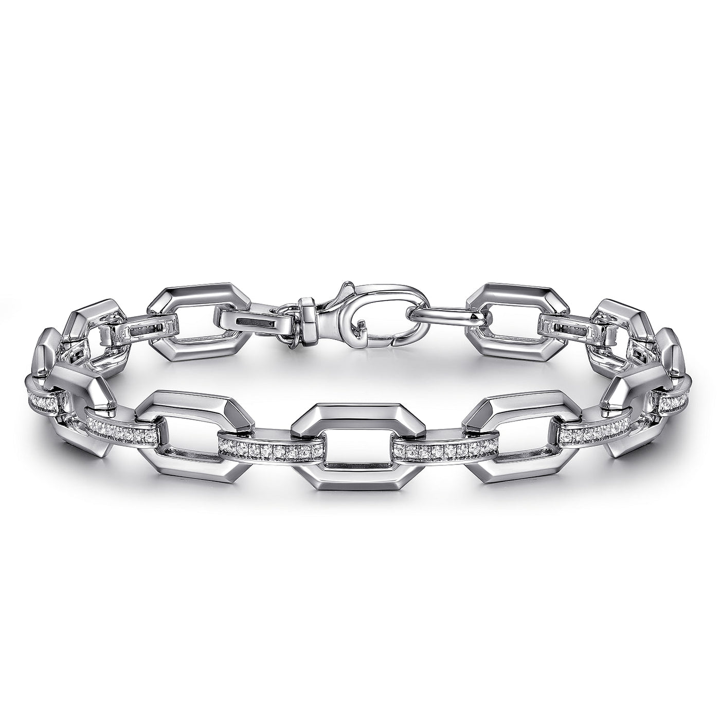 White Sapphire Link Bracelet in Silver by Gabriel & Co.