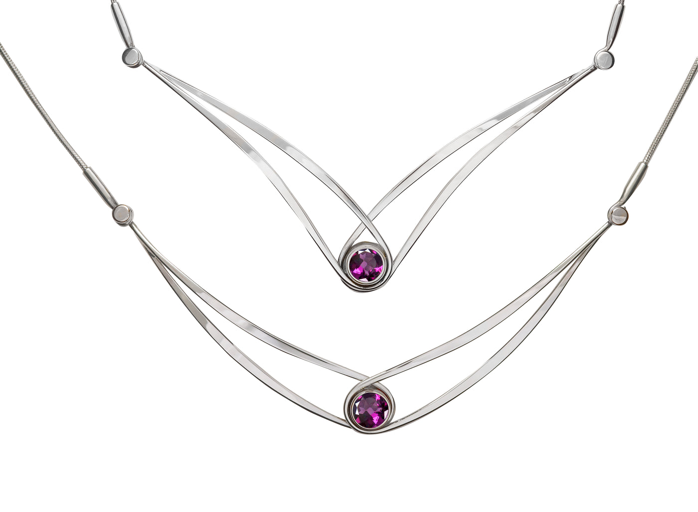 E. L. Designs Silver Collar/Choker Gemstone Necklaces NE62012RG