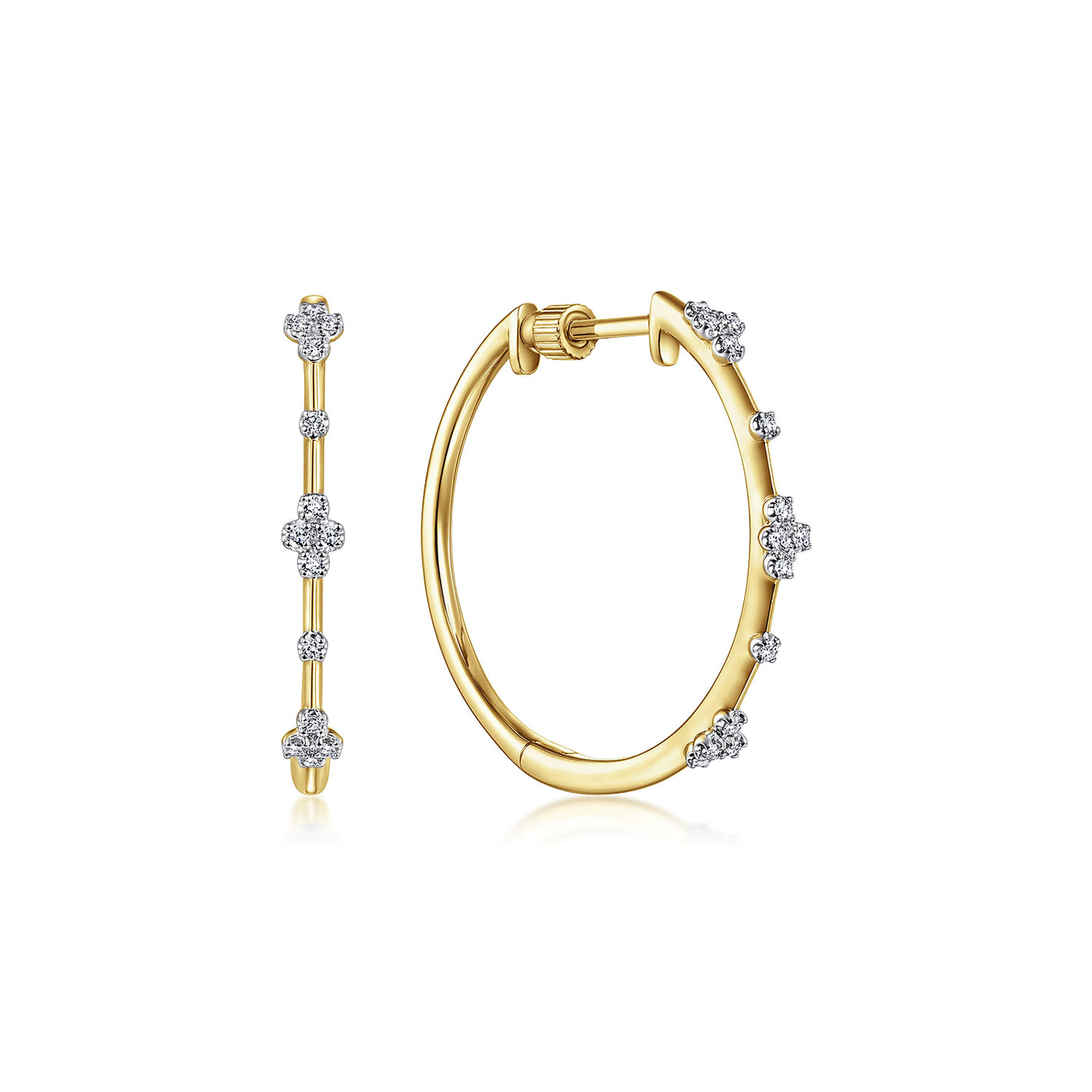 Large Diamond Hoops in Yellow Gold by Gabriel & Co.