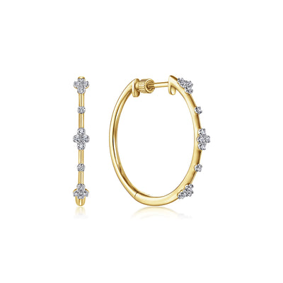 Large Diamond Hoops in Yellow Gold by Gabriel & Co.