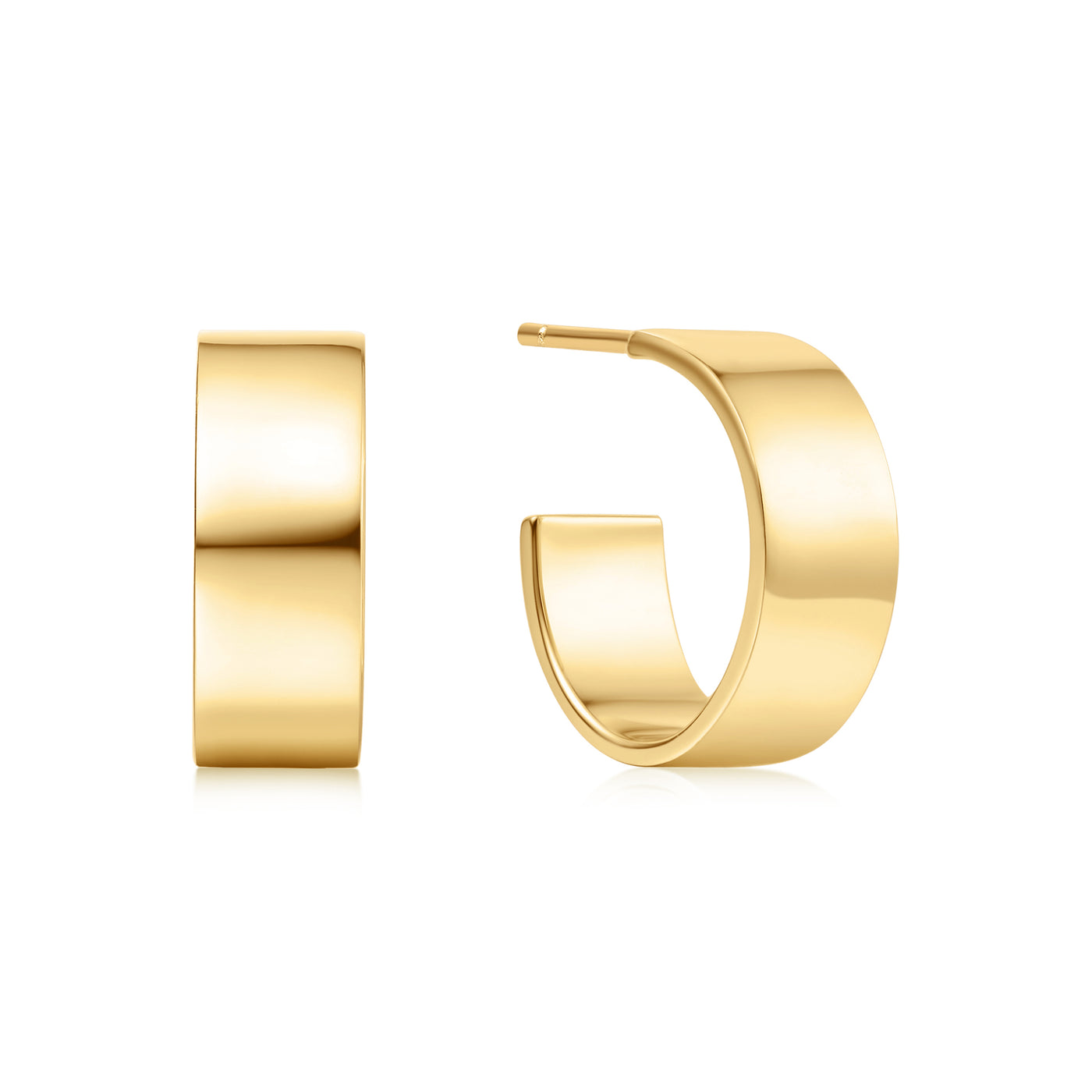 Flat Medium Hoop in Yellow Gold by Ania Haie