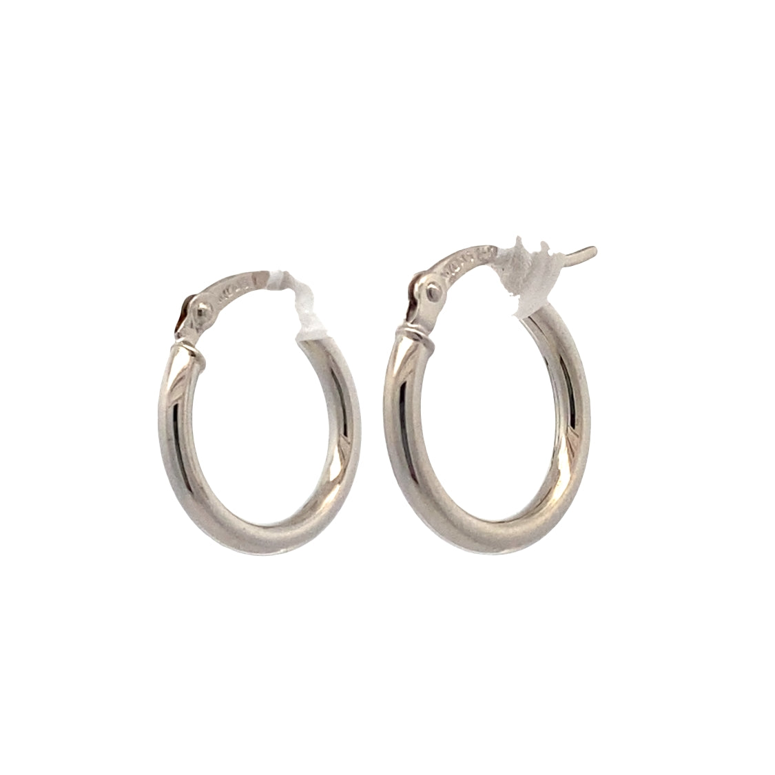 Small Tube Hoops in White Gold