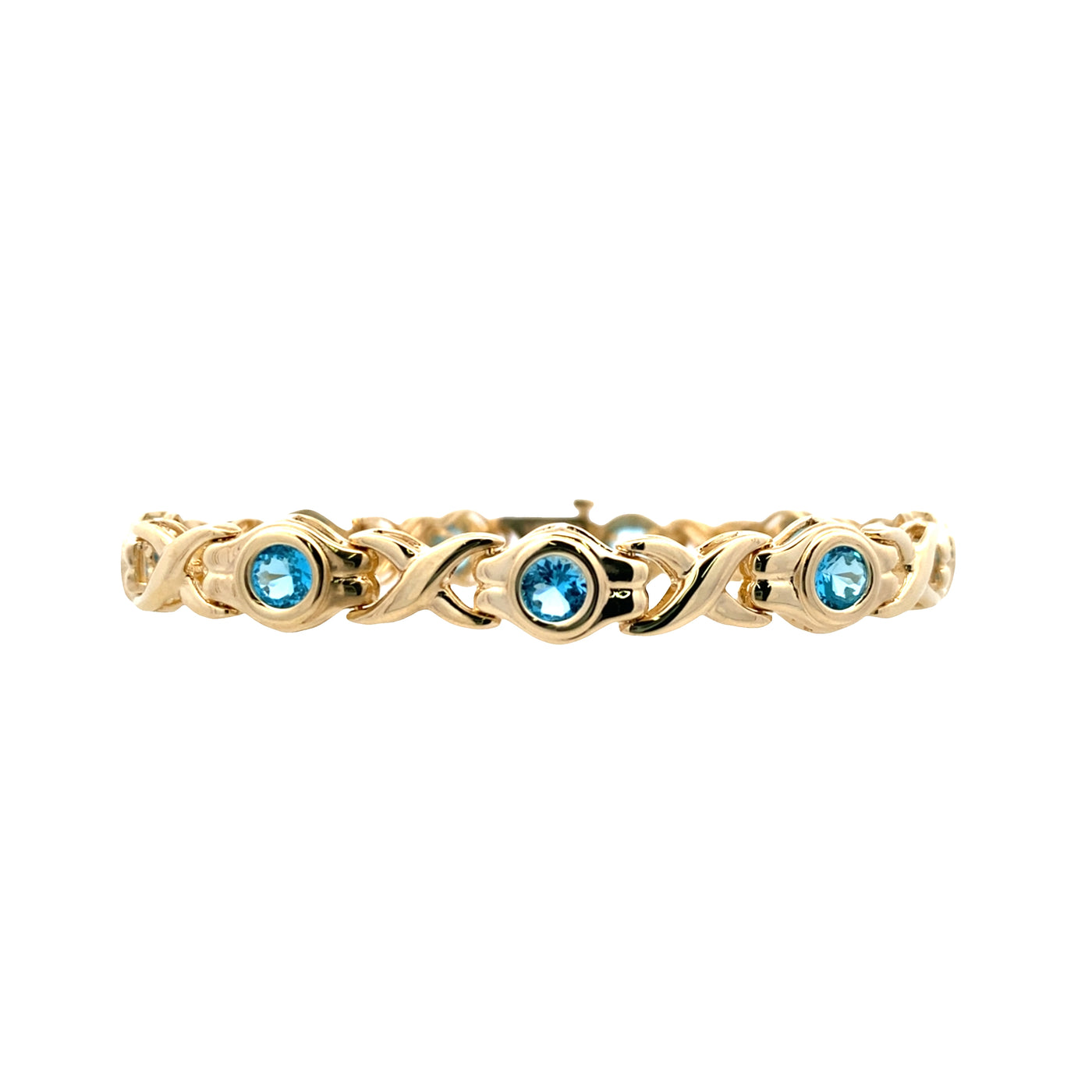 ESTATE Blue Topaz Bracelet ijn Yellow Gold
