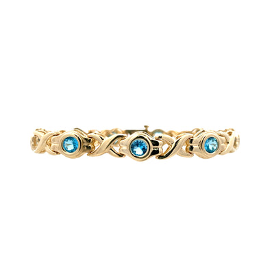 ESTATE Blue Topaz Bracelet ijn Yellow Gold