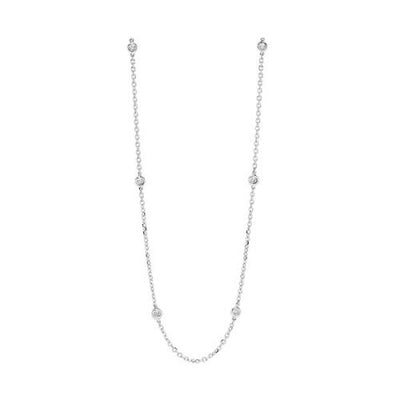 Diamond by the Yard Station Necklace in White Gold