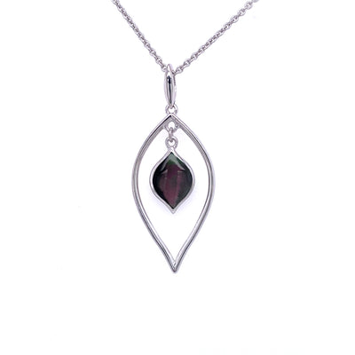 Black Mother of Pearl Drop Pendant in Silver by Kabana
