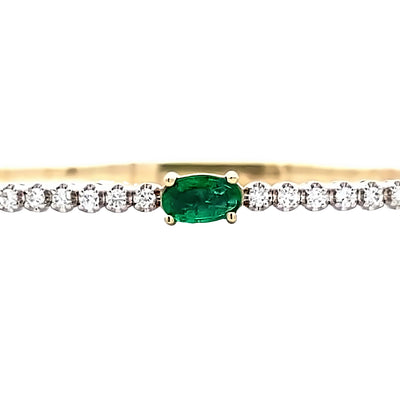 14 Karat Yellow Gold Emerald and Diamond Bangle BCV1029_EM-352
