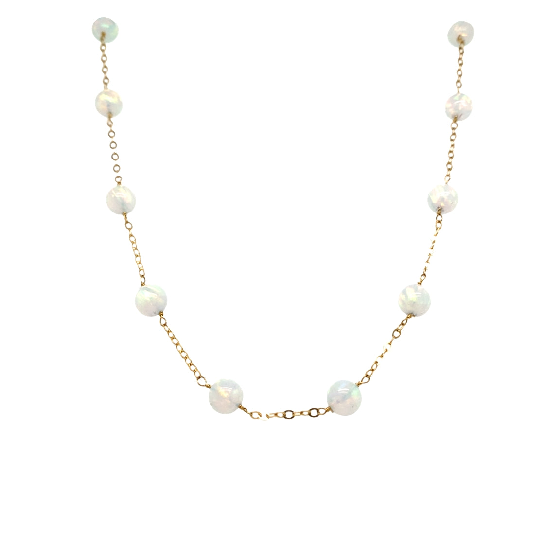 ESTATE Opal Station Necklace in Yellow Gold