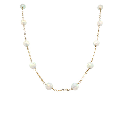 ESTATE Opal Station Necklace in Yellow Gold