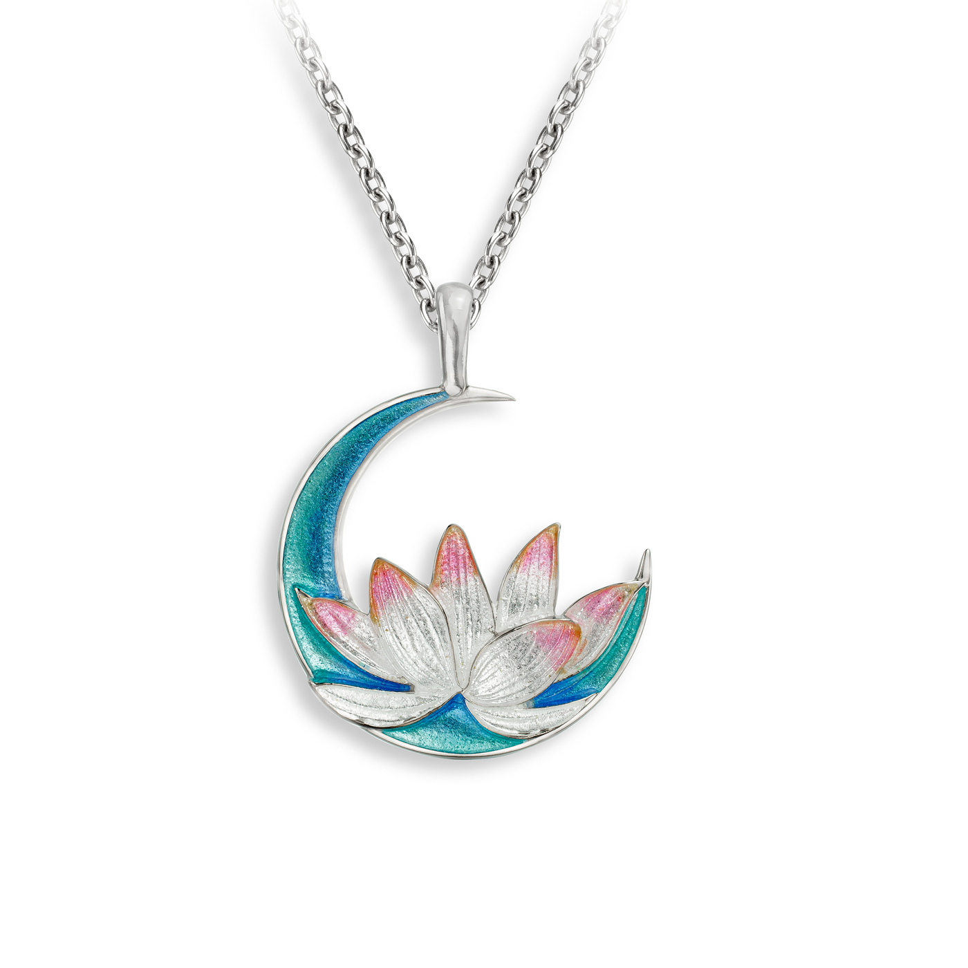 Sterling Silver Enamel Lotus Pendant by Nicole Barr