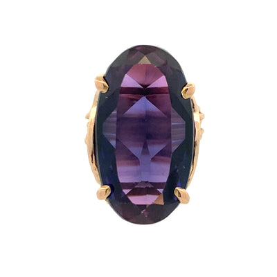 ESTATE Synthetic Alexandrite-like Ring in Yellow Gold