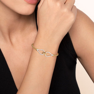 Diamond Split Bujukan Bangle in Yellow Gold by Gabriel & Co.