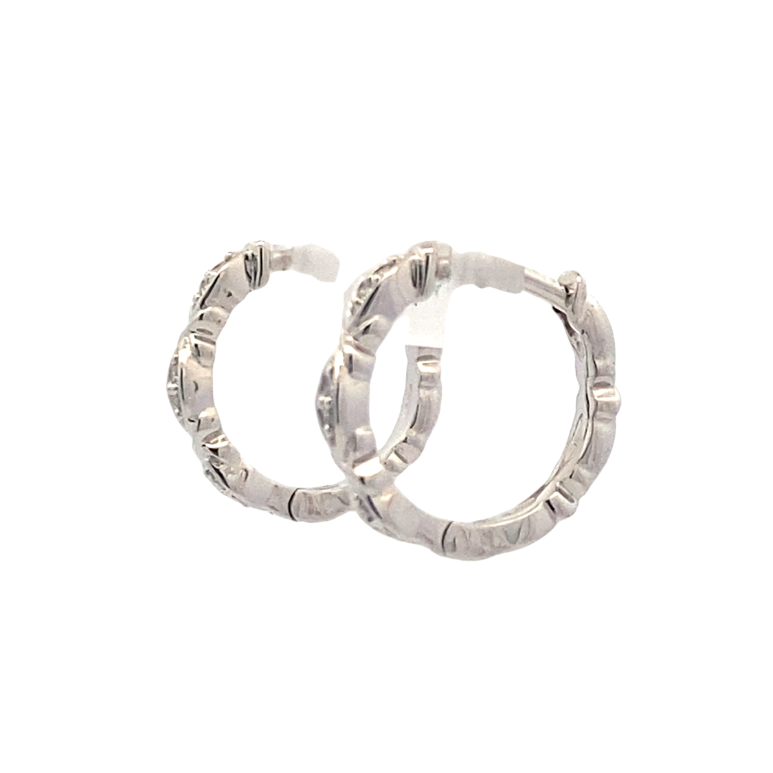 Marquis Diamond Huggies in White Gold
