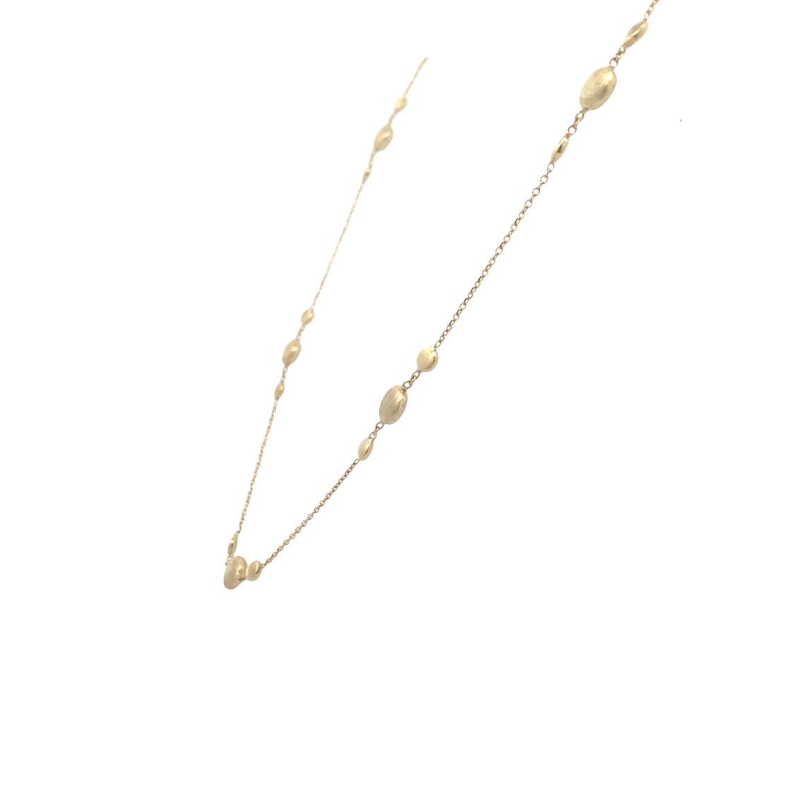 Satin and Polished Station Necklace in Yellow Gold