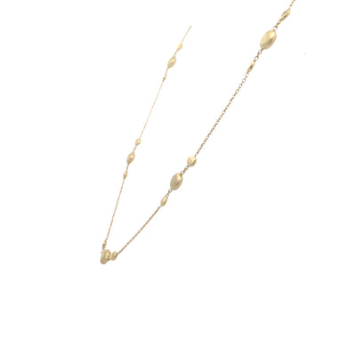 Satin and Polished Station Necklace in Yellow Gold