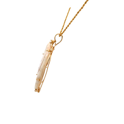 ESTATE Carved Opal Pendant in Yellow Gold