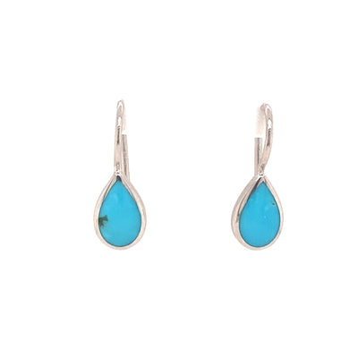 Drop Turquoise Earrings in Silver by Kabana