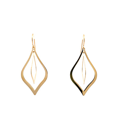 Double Drop Euro Wire Earrings in Yellow Gold