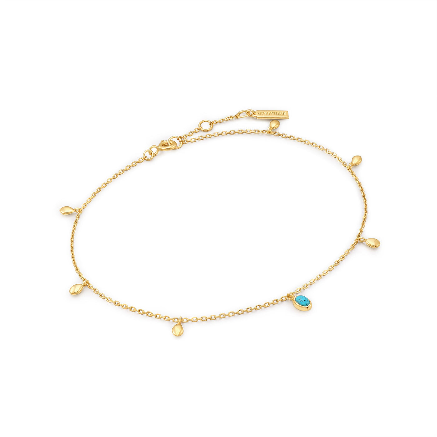Ania Haie YGP GOLD TURQ. DROP PENDANT ANKLET F044-01G