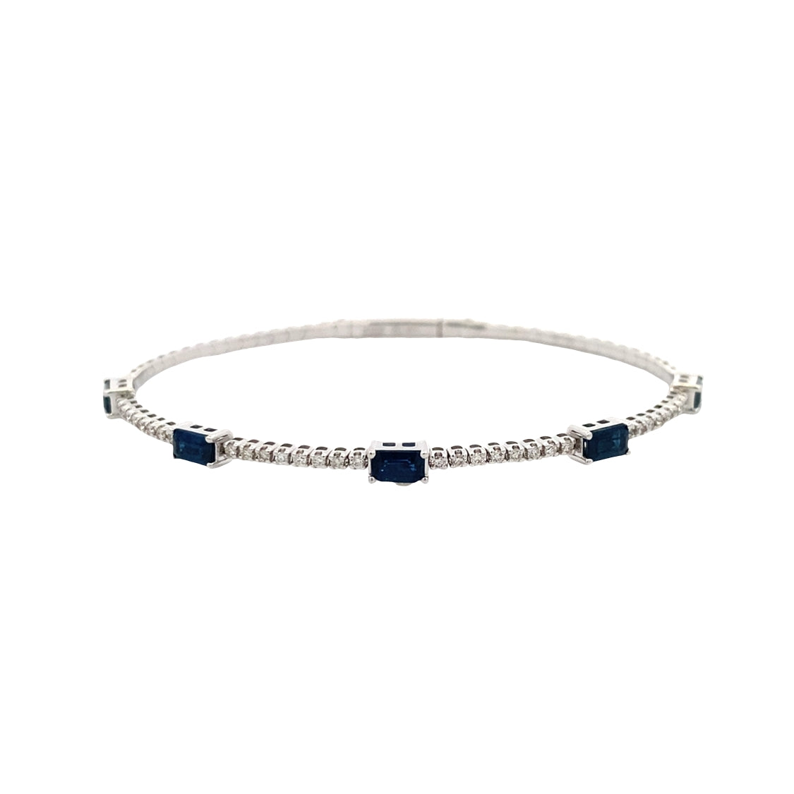 Sapphire and Diamond Bangle in White Gold
