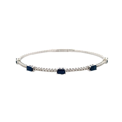 Sapphire and Diamond Bangle in White Gold