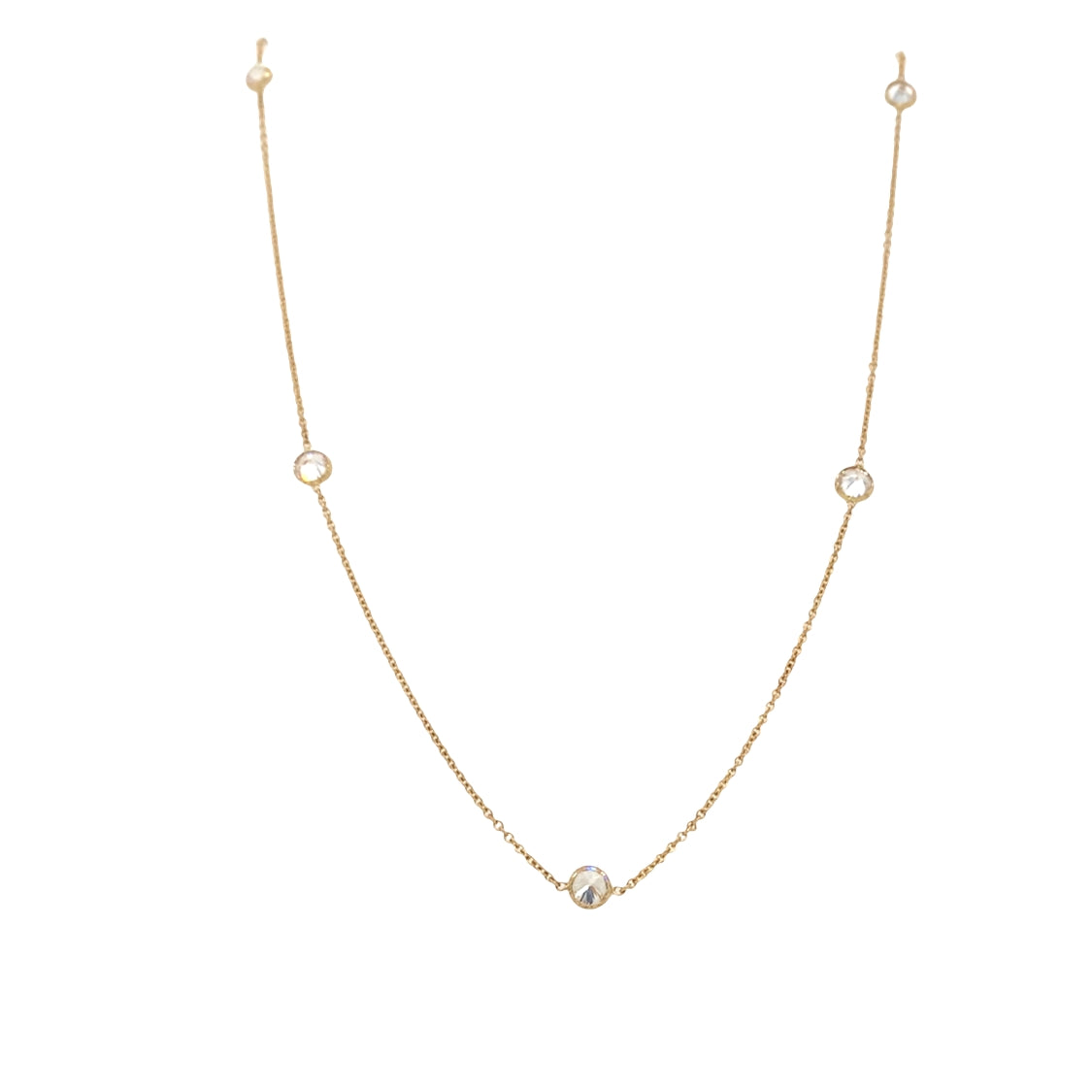 ESTATE CZ Station Necklace in Yellow Gold