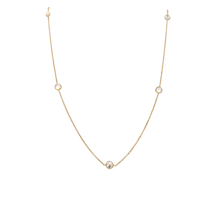 ESTATE CZ Station Necklace in Yellow Gold