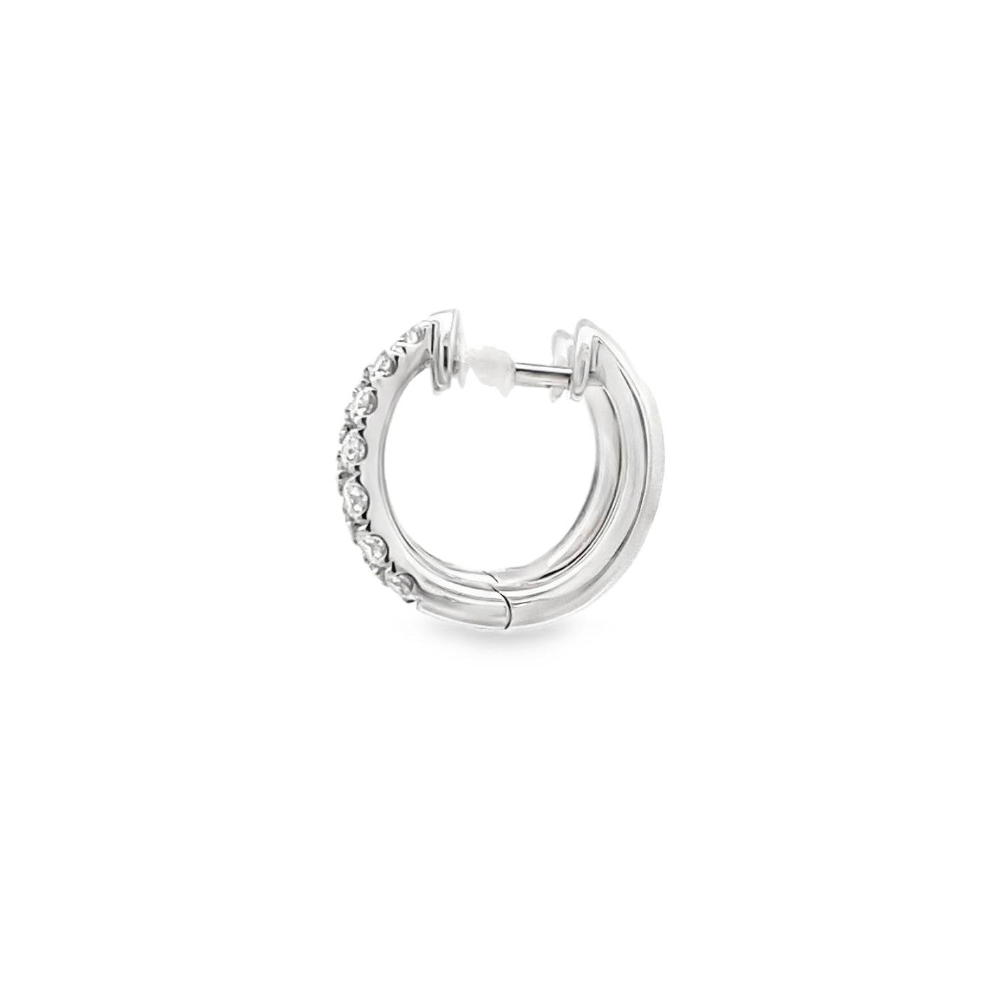 Tapered Diamond Huggies in White Gold by Simon G