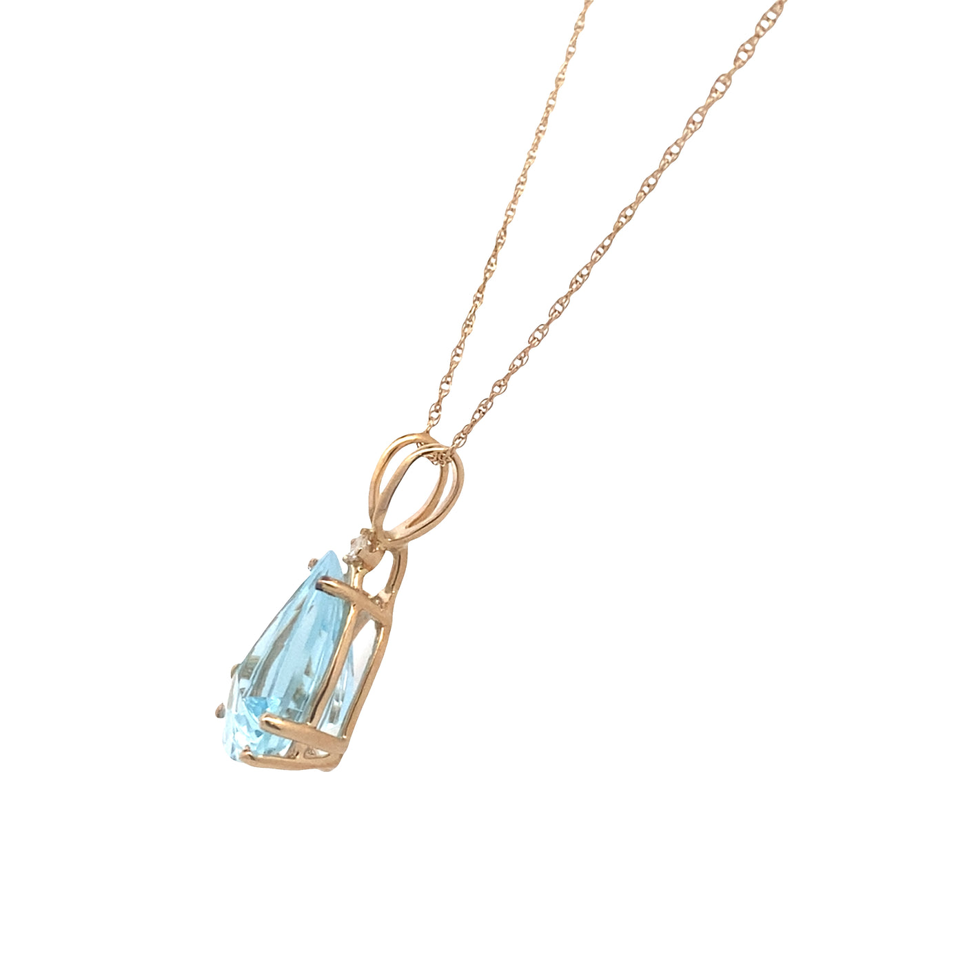 ESTATE Blue Topaz Pendant in Yellow Gold