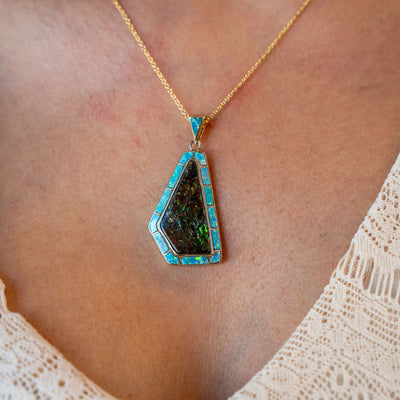 ESTATE David Freeland Jr. Opal/Boulder Opal Pendant in Yellow Gold