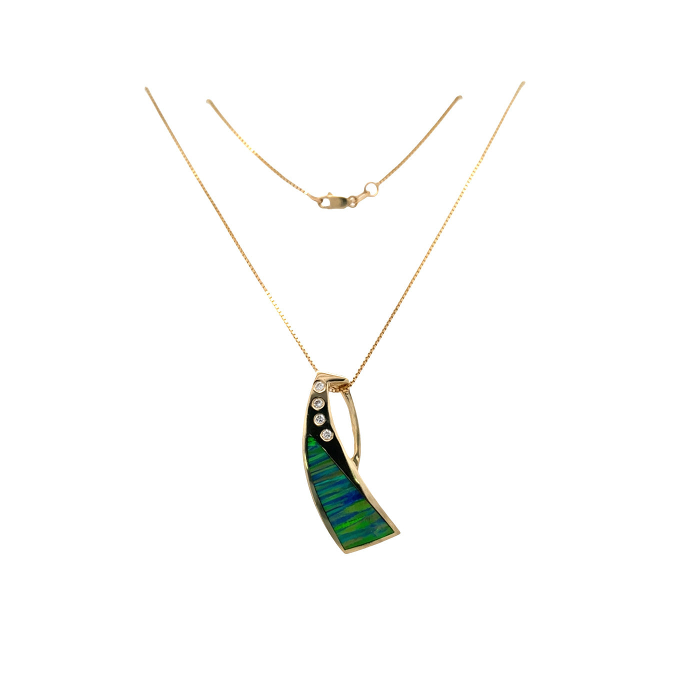 ESTATE Iolite and Diamond Pendant in Yellow Gold