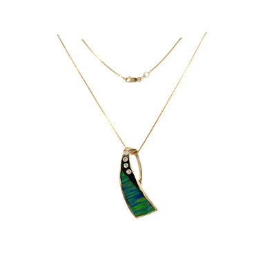 ESTATE Iolite and Diamond Pendant in Yellow Gold