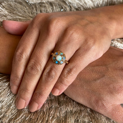 ESTATE Opal Cluster Ring in Yellow Gold