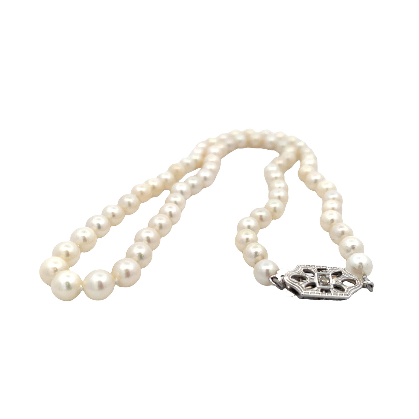 ESTATE Cultured Pearl Necklace in White Gold