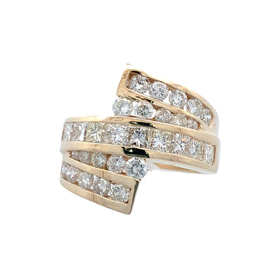 ESTATE Diamond 5 Row Cocktail Ring in Yellowo Gold