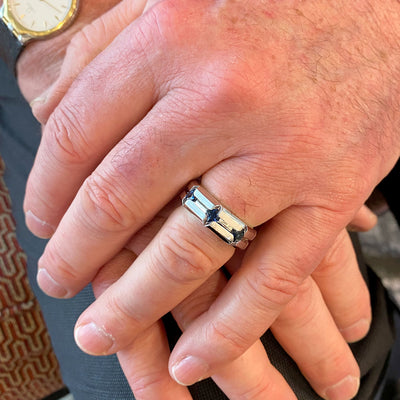 Sapphire Men's Ring  in Silver by Gabriel & Co.