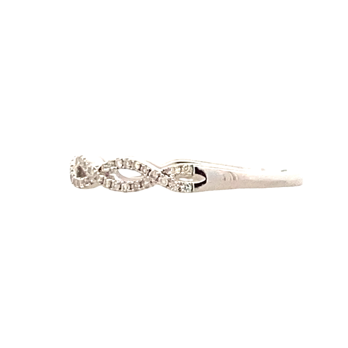 Diamond Cross Over Ring in White Gold