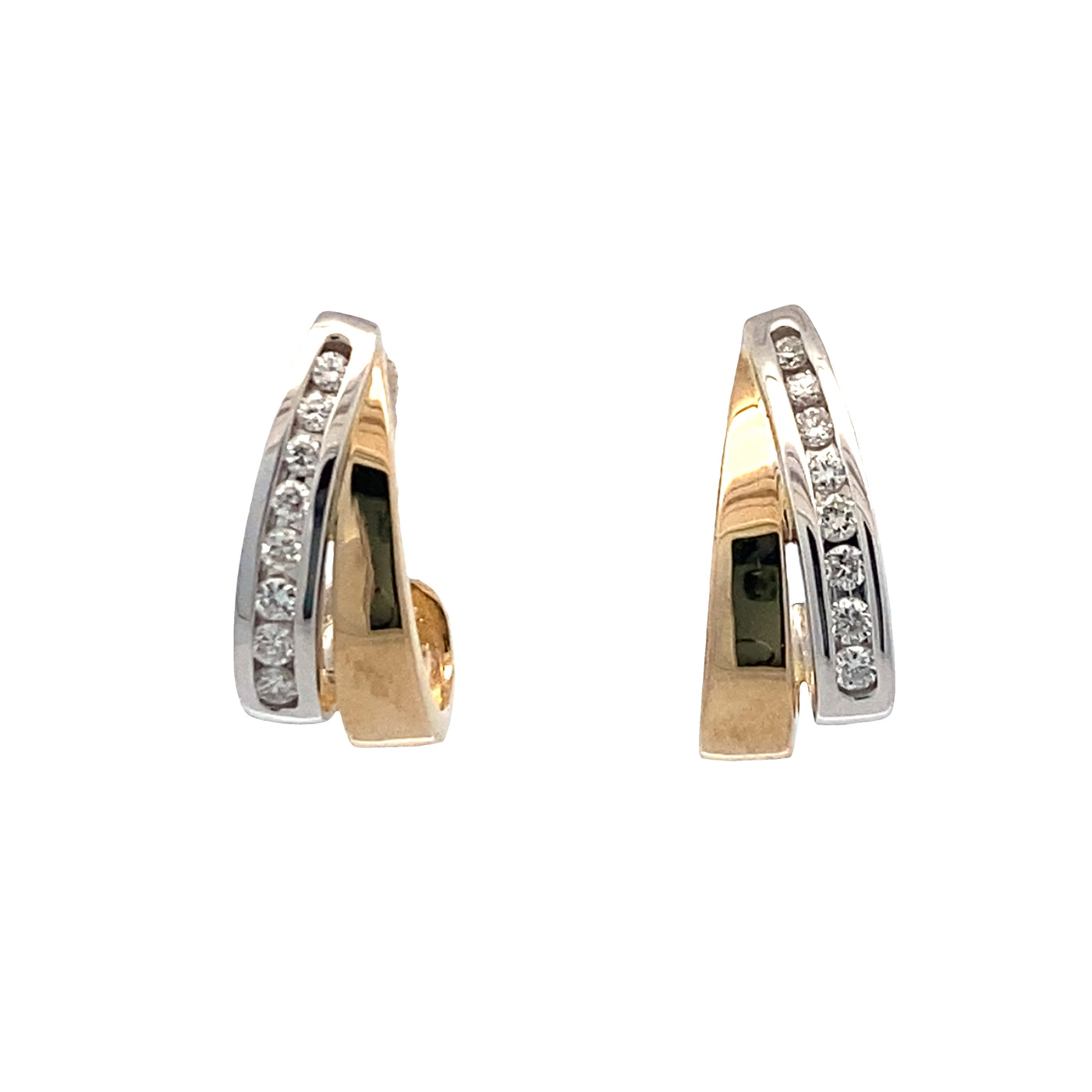 ESTATE Diamond Half Hoops in Two-Tone Gold