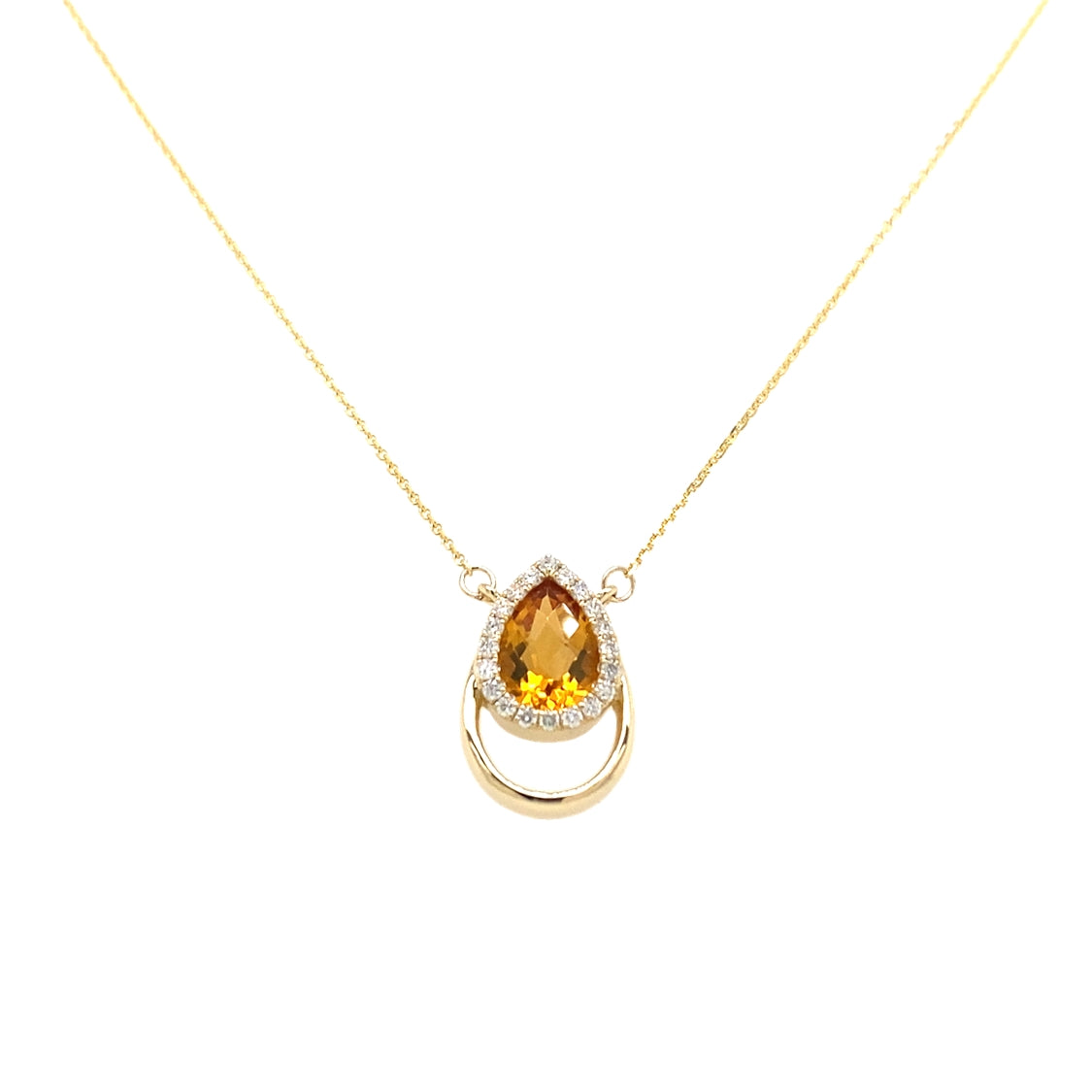 Citrine andn Diamond Pendant in Yellow Gold