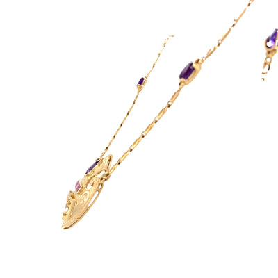ESTATE Amethyst, Opal and Sapphire Pendant in Yellow Gold