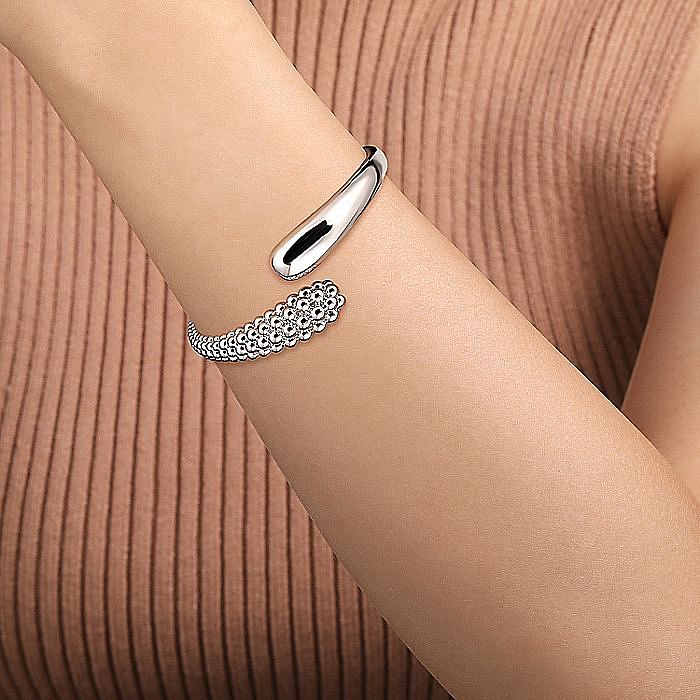 Bujukan Bypass Bangle in Silver by Gabriel & Co.