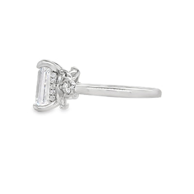 Emerald Cut Engagement Ring with Side Stones in White Gold by Gabriel & Co.