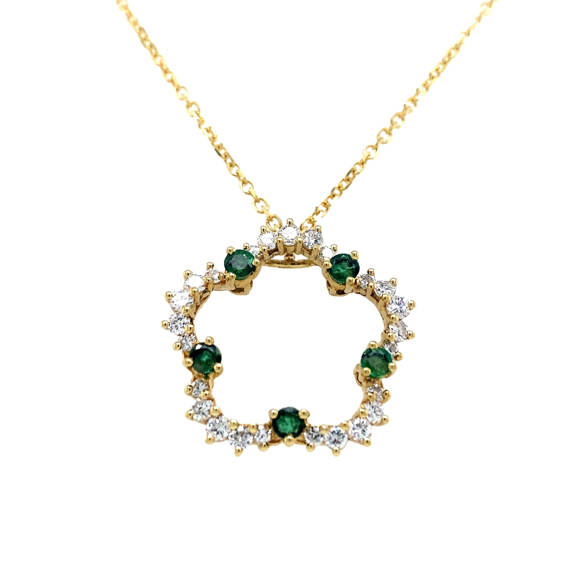 ESTATE Emerald and Diamond Clover Pendant in Yellow Gold