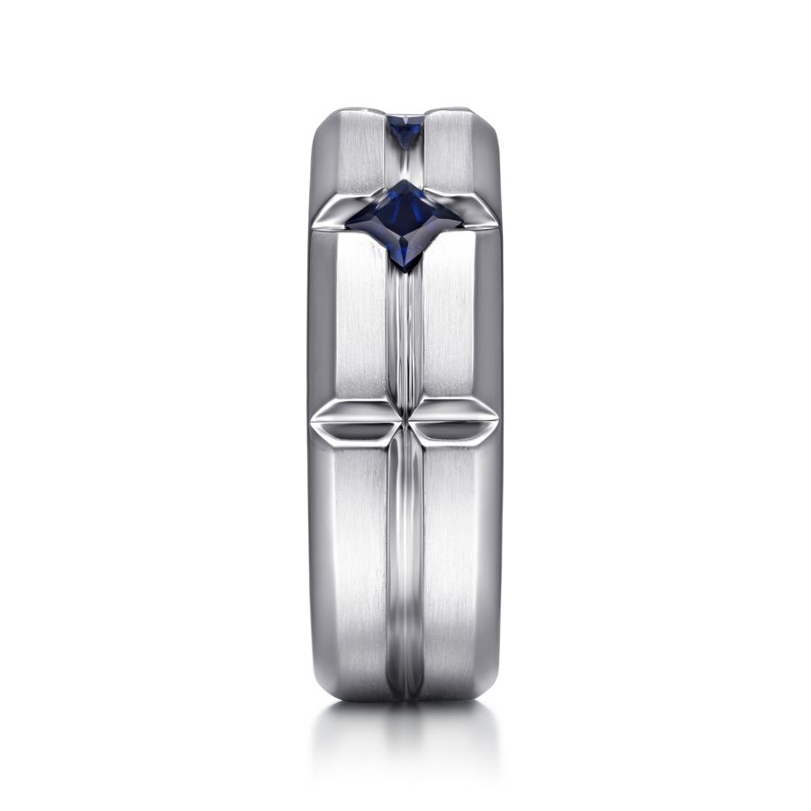 Sapphire Men's Ring  in Silver by Gabriel & Co.